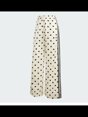 adidas Cream Wide-Leg Pants with Black Polka Dots